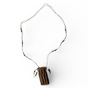 hand-woven from willow miniature basket necklace Native American made